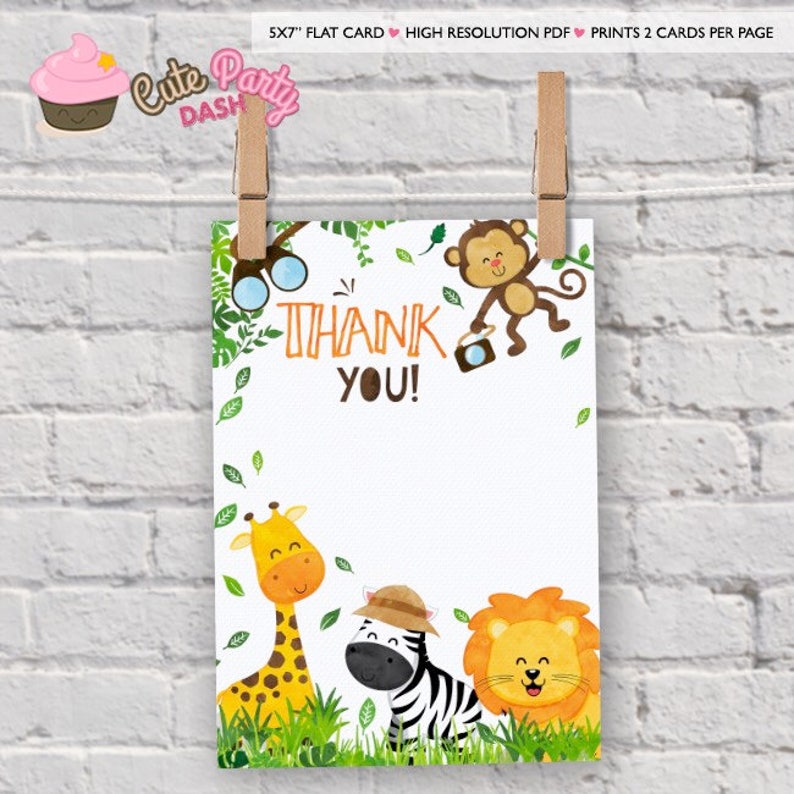 Safari Birthday Photo invitation Jungle animals DIY printable Safari invitation Safari Birthday Party invite