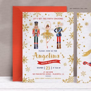 Nutcracker birthday Party invitation INSTANT DOWNLOAD, Sugar Plum Fairy Birthday, Editable Nutcracker Ballet Christmas Winter party #501
