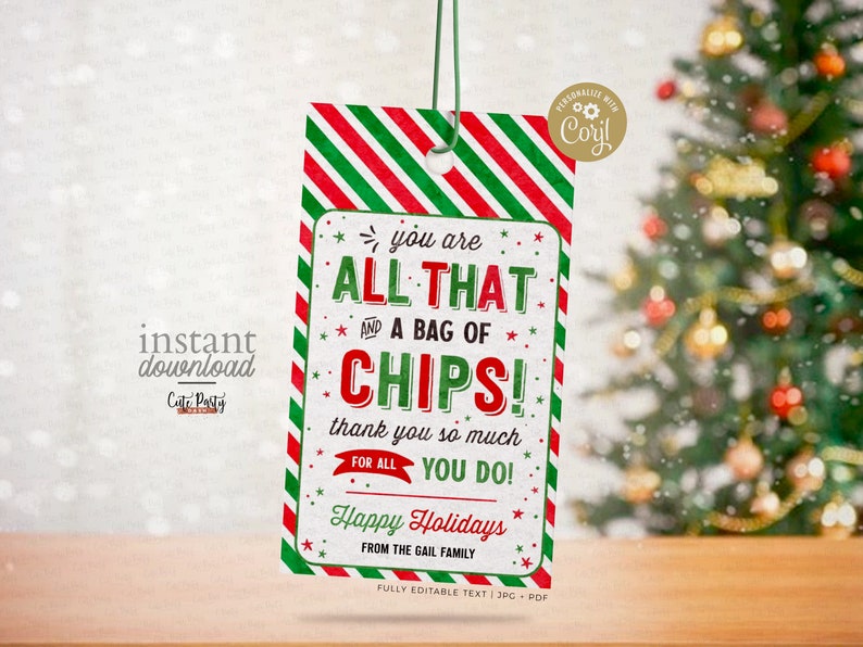 Christmas You Are All That and a Bag of Chips Tag Chips Gift Etsy