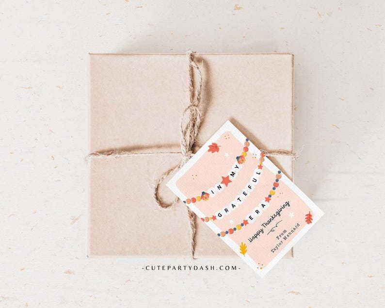 In My Grateful Era Thanksgiving Gift Tag Printable INSTANT DOWNLOAD Friendship Bracelet Trendy Thanksgiving Gratitude Favor Treat Tag