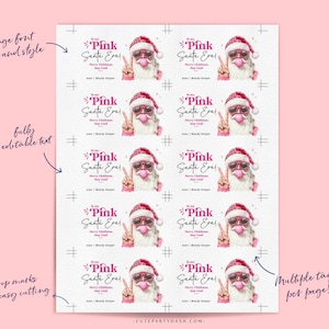 In My Pink Santa Era Christmas Gift Tag Printable INSTANT DOWNLOAD Trendy Retro Christmas Gift Tag –  Cool Santa Holiday Tag for Fun Gifting