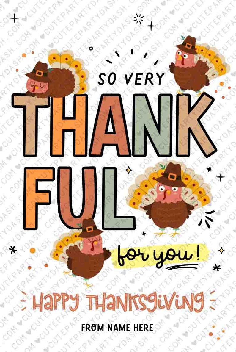 Thankful for You Gift Tag Printable INSTANT DOWNLOAD Thanksgiving gift Tag EDITABLE Fall Appreciation Thankful School gift for Teacher