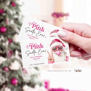 In My Pink Santa Era Christmas Gift Tag Printable INSTANT DOWNLOAD Trendy Retro Christmas Gift Tag –  Cool Santa Holiday Tag for Fun Gifting