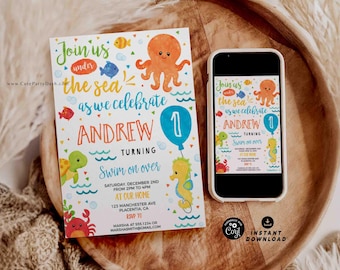 Under the Sea Birthday Invitation: Ocean Animals Party (Digital Download)