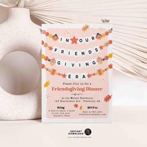 In Our Friendsgiving Era Friendsgiving Invitation – Trendy Friendship Bracelet Invite, Digital Printable, Modern Thanksgiving Invitation