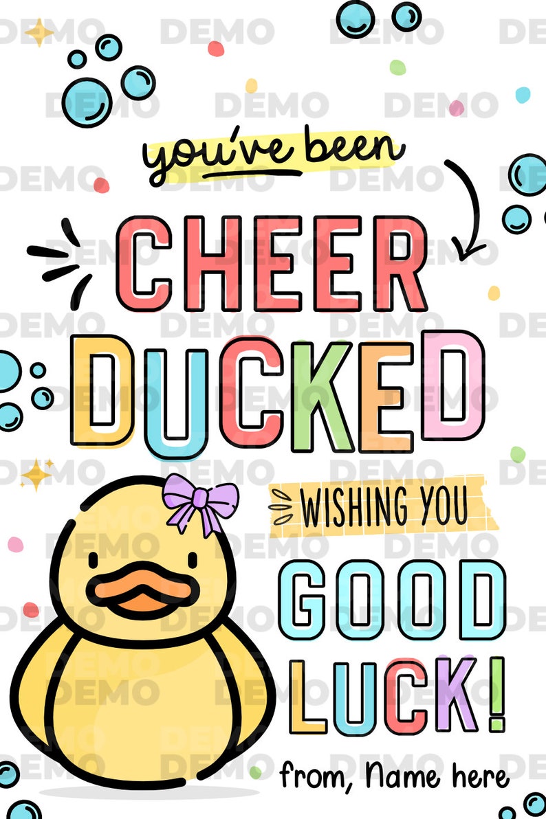 Editable You've been Cheer Ducked Tag, Cheerleader good luck treat tag, Cheer Team Printable Duck Tag, Cheer Gift ideas INSTANT DOWNLOAD