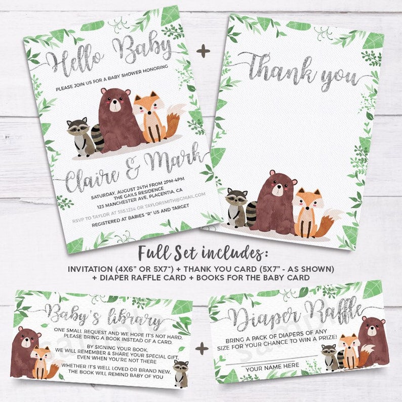 Woodland Baby Shower Invitation Rustic Woodland Coed Baby Etsy