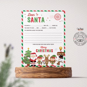 Christmas Letter to Santa Wish List for Kids Printable - Etsy