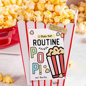 Editable Cheerleader good luck popcorn tag, Cheer Dance Squad Good Luck Tag, Team, Printable Make that routine POP tag INSTANT DOWNLOAD