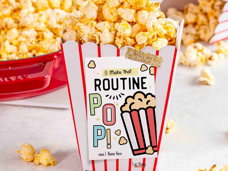 Editable Cheerleader good luck popcorn tag, Cheer Dance Squad Good Luck Tag, Team, Printable Make that routine POP tag INSTANT DOWNLOAD