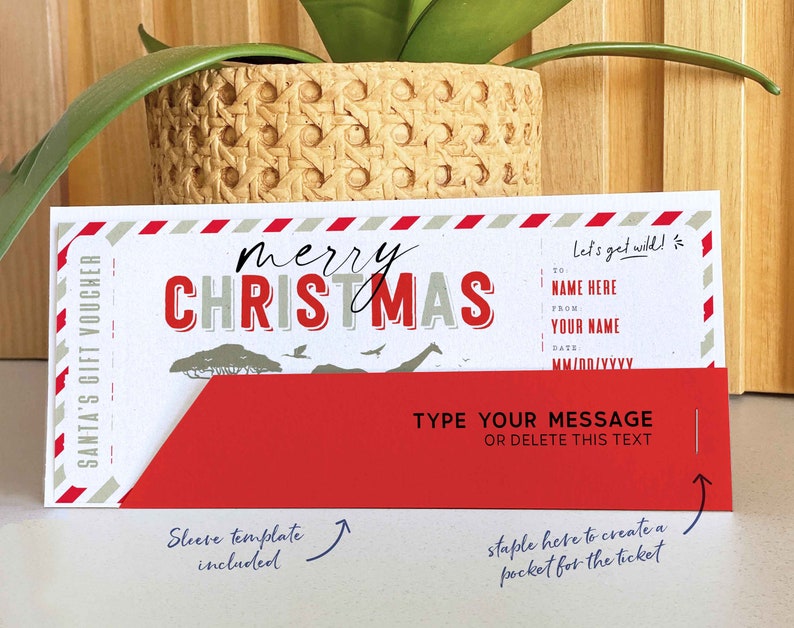 EDITABLE Christmas Zoo Trip Ticket Template, Animal Park Pass, Surprise Zoo Trip Gift Voucher Template, Printable Gift idea INSTANT DOWNLOAD