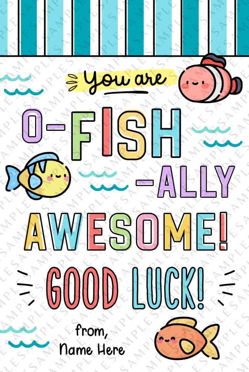 Editable O-fish-ally Awesome Good Luck Printable Treat Tag INSTANT DOWNLOAD Fish Candy Fish Cracker Team Competition good luck tag Sports