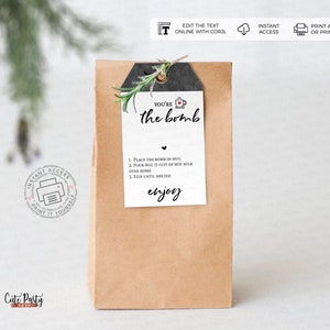 Valentine Hot Chocolate Bomb Gift Tag: Editable Template (Instant Download) image 3