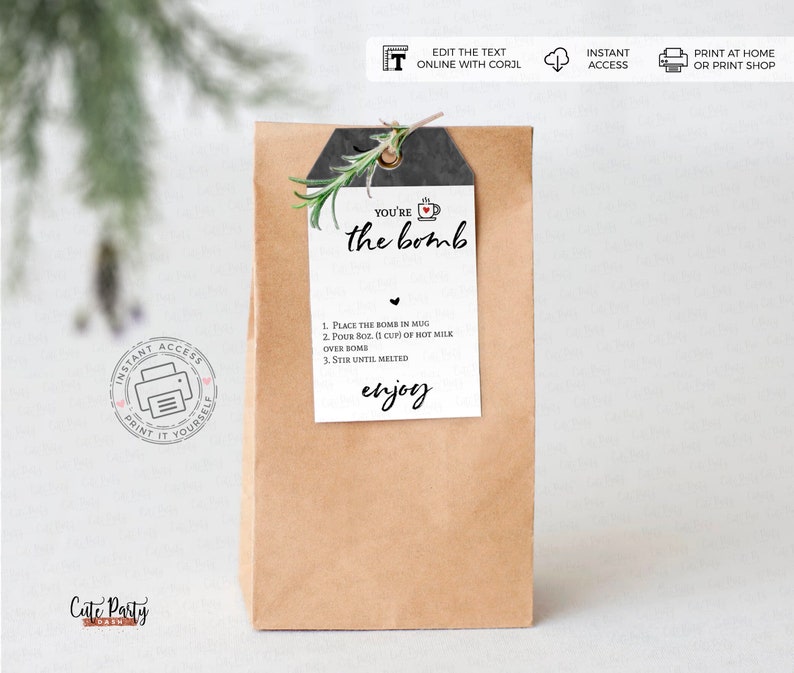 Valentine Hot Chocolate Bomb Gift Tag: Editable Template (Instant Download) image 3