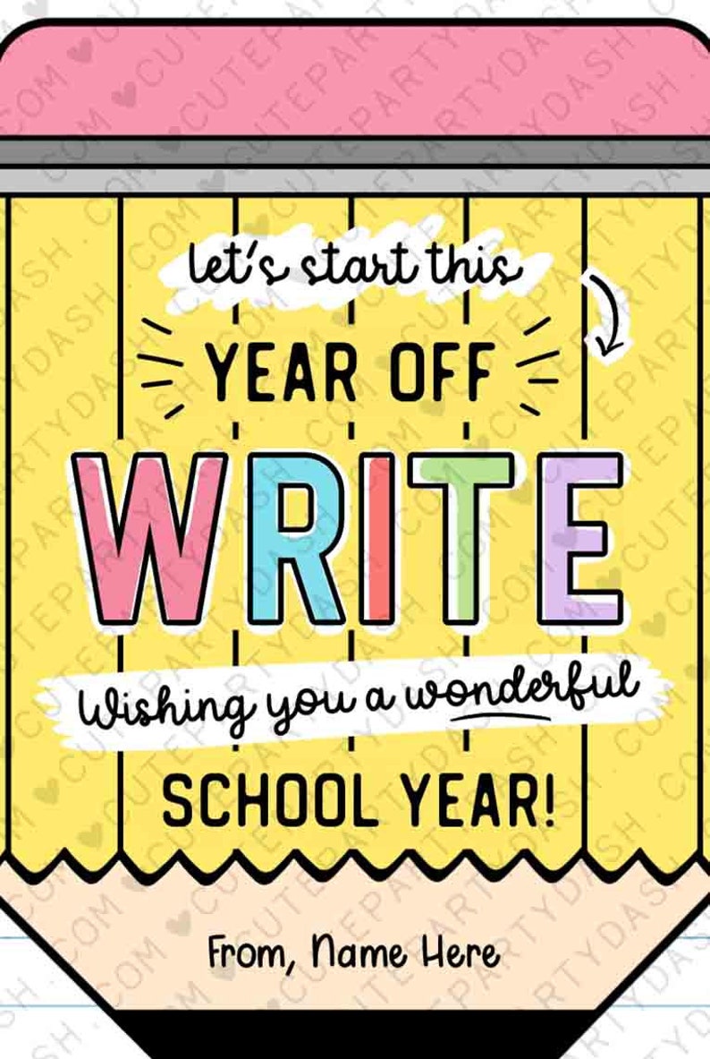 EDITABLE Welcome Back To School Gift Tag Printable Pen Marker First Day of School gift Tag Let's start this year off write  INSTANT DOWNLOAD
