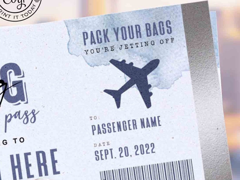 Editable Boarding Pass Ticket Template Printable Surprise Trip Reveal gift ticket Fake Plane Ticket Birthday Gift Voucher INSTANT DOWNLOAD