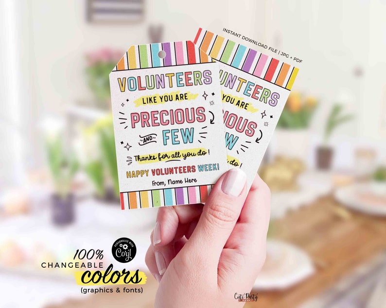 Volunteer Appreciation Gifts Tag Editable Printable Volunteer Thank You Card Employee Appreciation Week Staff Team Member INSTANT DOWNLOAD
