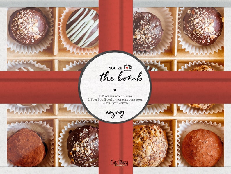 Valentine Hot Chocolate Bomb Gift Tag: Editable Template (Instant Download) image 2
