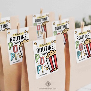 Editable Cheerleader good luck popcorn tag, Cheer Dance Squad Good Luck Tag, Team, Printable Make that routine POP tag INSTANT DOWNLOAD