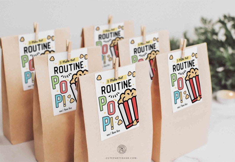 Editable Cheerleader good luck popcorn tag, Cheer Dance Squad Good Luck Tag, Team, Printable Make that routine POP tag INSTANT DOWNLOAD