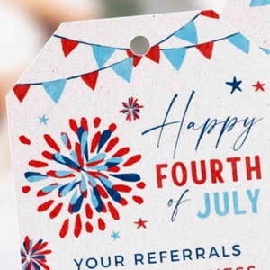 Realtor 4th of July Pop by Tag Printable EDITABLE Real Estate Firework Summer Card Independence day Referral Marketing INSTANT DOWNLOAD
