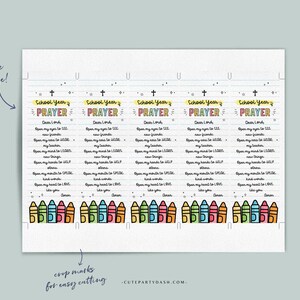 First Day of School Prayer Bookmark for Kids INSTANT DOWNLOAD Printable ...