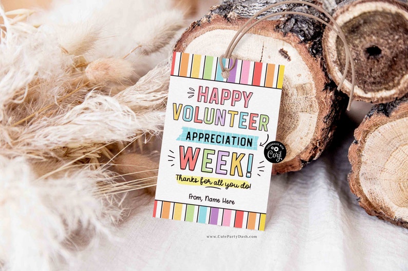 Volunteer Appreciation Gift Tag Editable Employee Appreciation Week Thank You Card Staff Printable Label Team Member INSTANT DOWNLOAD