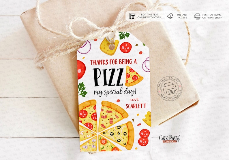 Pizza party favor tags, Editable Printable Pizza Making Birthday Favor labels, Pizza party decoration, Thank you tag, Instant download