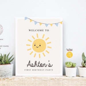 Little Sunshine Birthday Boy Welcome Sign, INSTANT DOWNLOAD 446