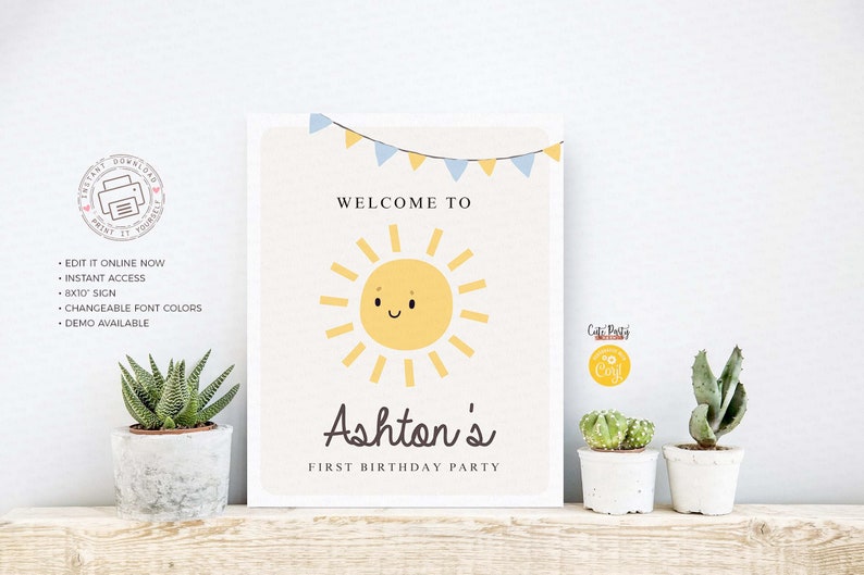 Little Sunshine Birthday Boy Welcome Sign, INSTANT DOWNLOAD 446