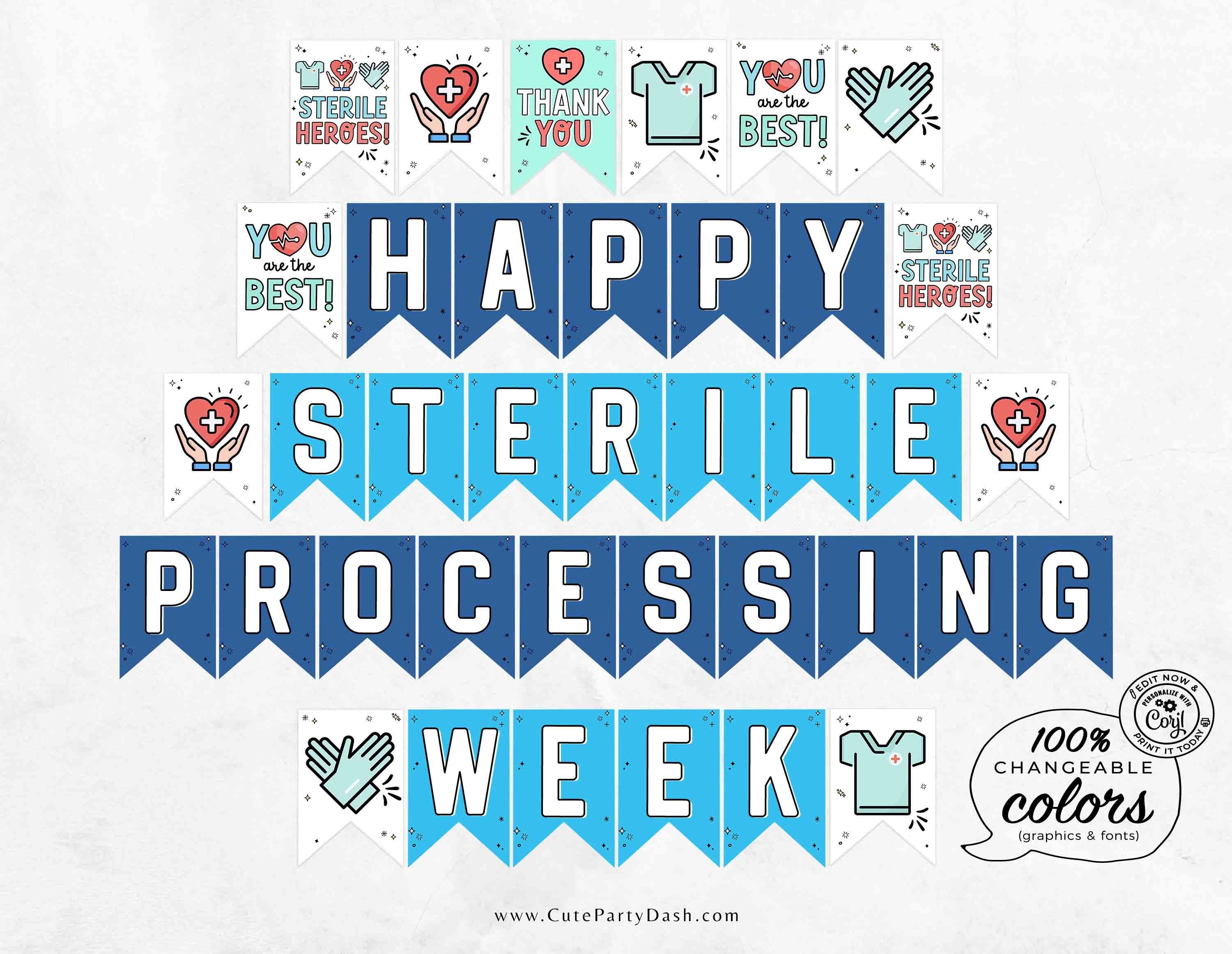 Sterile Processing Week Banner: Editable Printable Bunting (Instant Download)