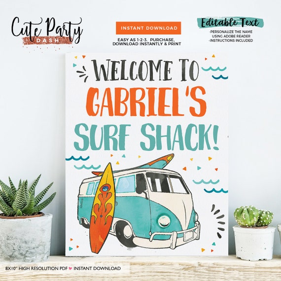 INSTANT DOWNLOAD EDITABLE Surf's up Birthday 2 