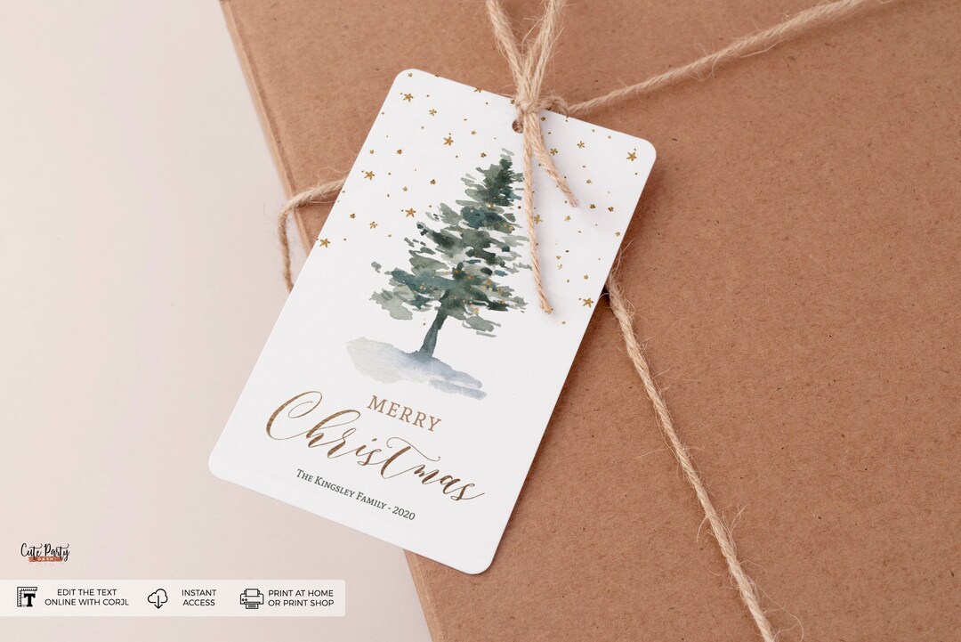 Merry Christmas Hang Tags, Editable Personalized Happy Holidays Gift ...