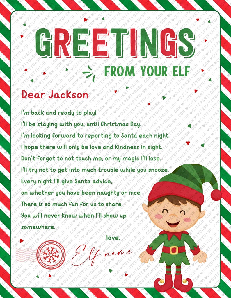Elf I'm Back letter from elf Bundle  INSTANT DOWNLOAD Hello Letter from Elf EDITABLE Arrival Note Goodbye greetings Printable 600