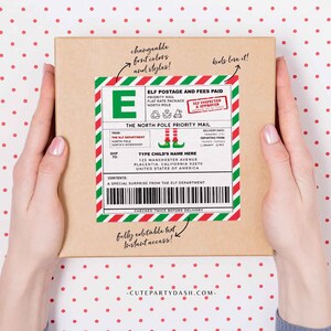 EDITABLE Elf North Pole Shipping Labels, Santa Mail, Christmas Mail Sticker From Santa, Package Tag Gift Postage Label