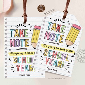 Back to School Gift Tags Take Note Editable Pen Marker Gift for Teacher ...