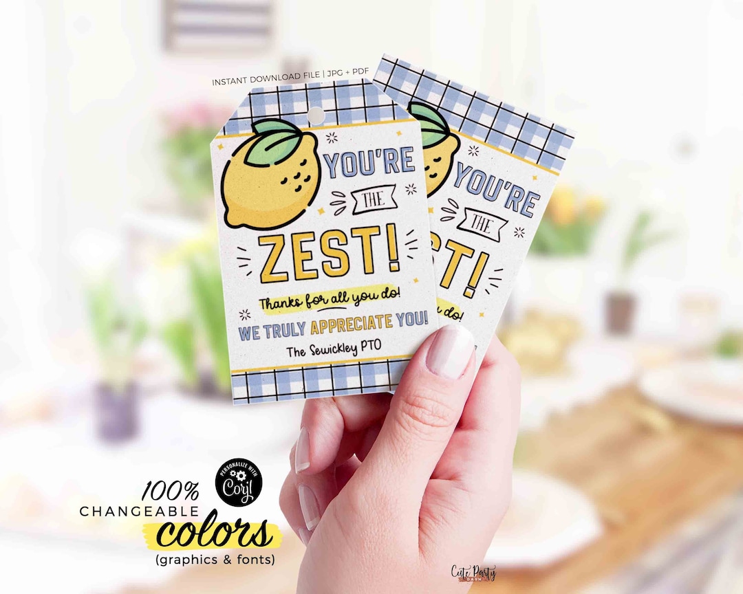 Lemons Gift Tags Zest Lemon Themed Gift for Teacher Appreciation Week Editable Printable Team