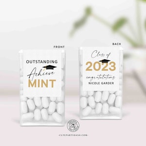 INSTANT DOWNLOAD Graduation Favors for guest 2023 Editable Senior Class of 2023 Graduation Party Mint Favors idea Candy High School Grad 420