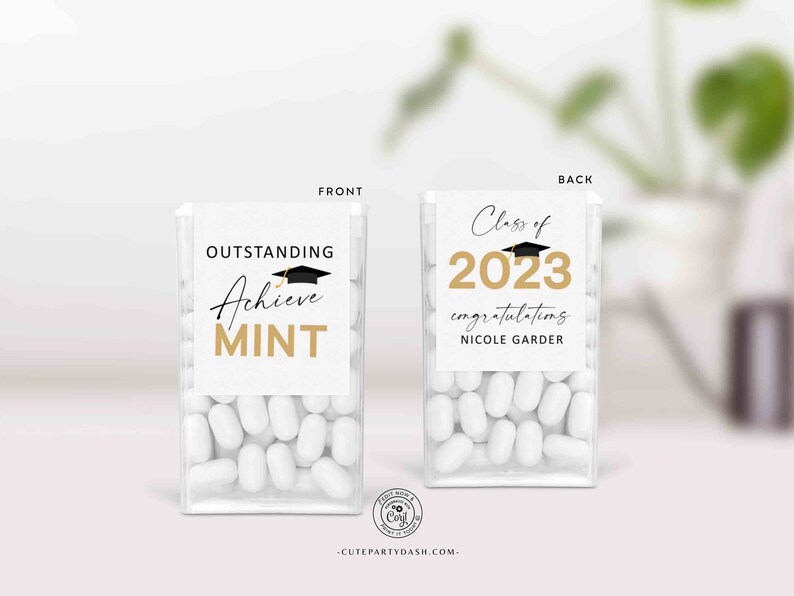 INSTANT DOWNLOAD Graduation Favors for guest 2023 Editable Senior Class of 2023 Graduation Party Mint Favors idea Candy High School Grad 420