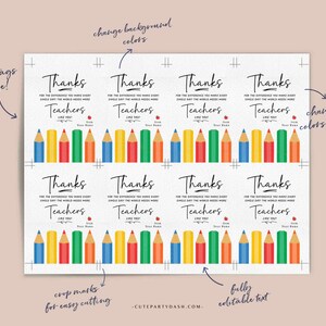 Teacher Appreciation Week Gift Tag Printable INSTANT DOWNLOAD Gift for Teachers Gift box Thank You Card Editable Happy Teacher Appreciation