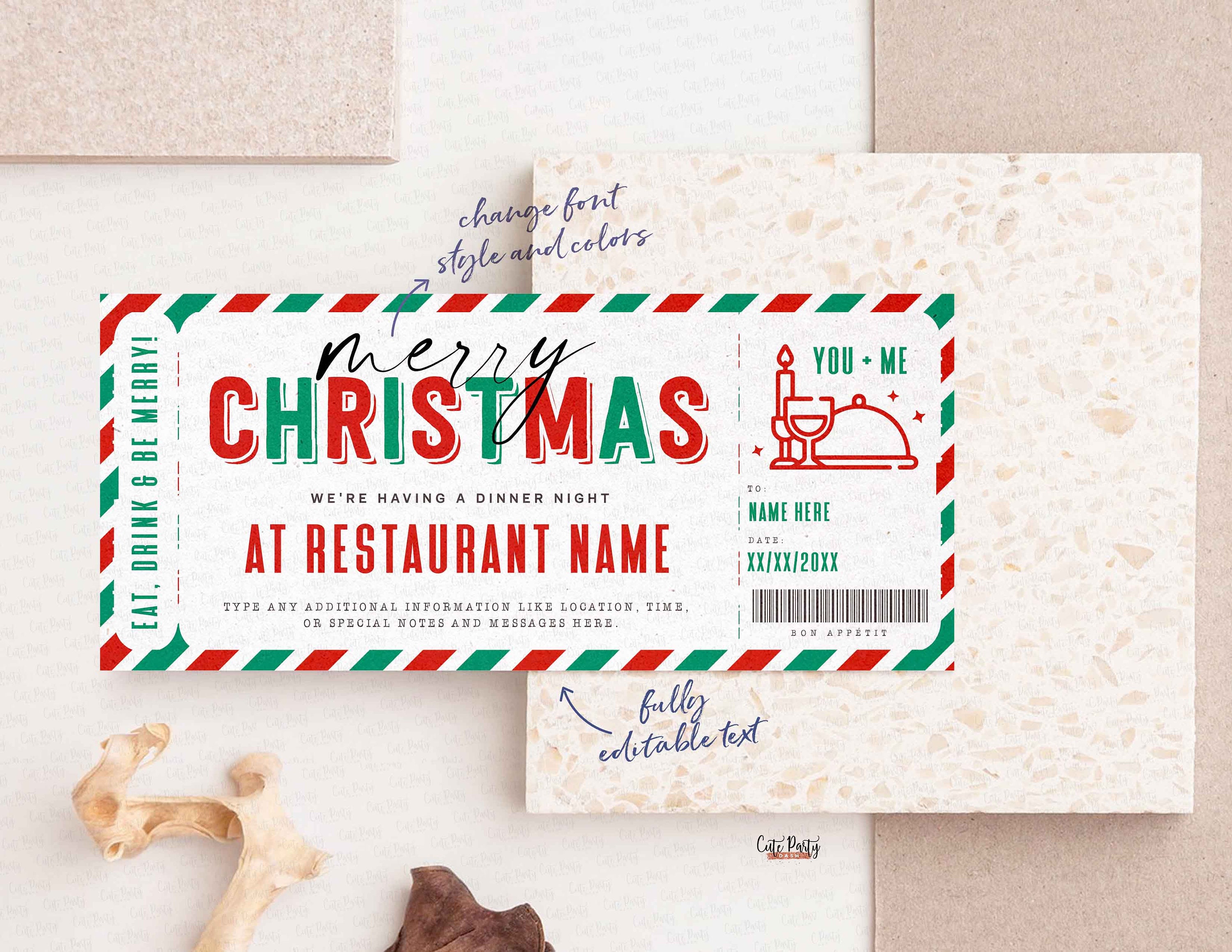 Dinner Night Gift Voucher Certificate Christmas Gift Surprise Etsy