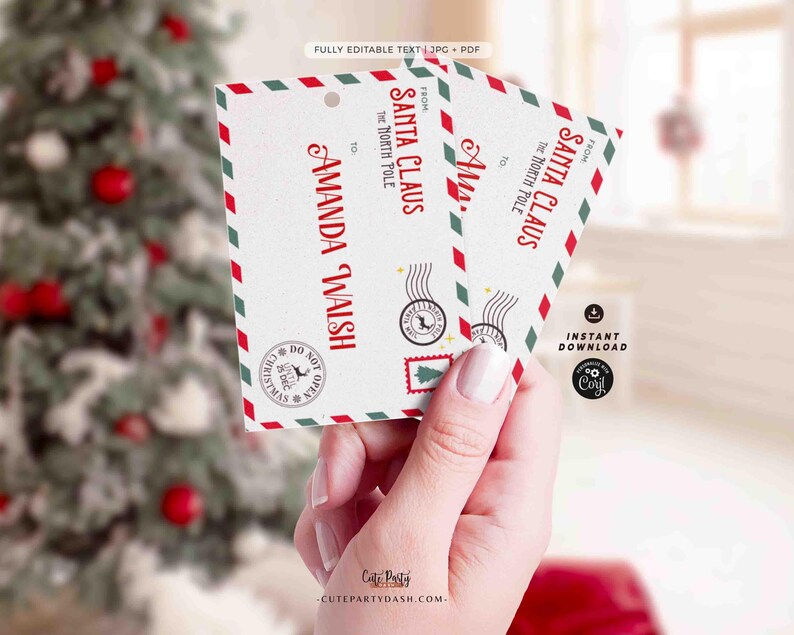 From Santa Christmas Gift Tag Printable INSTANT DOWNLOAD Happy Holidays Modern Christmas Favor Tag Christmas Do not open until December 25