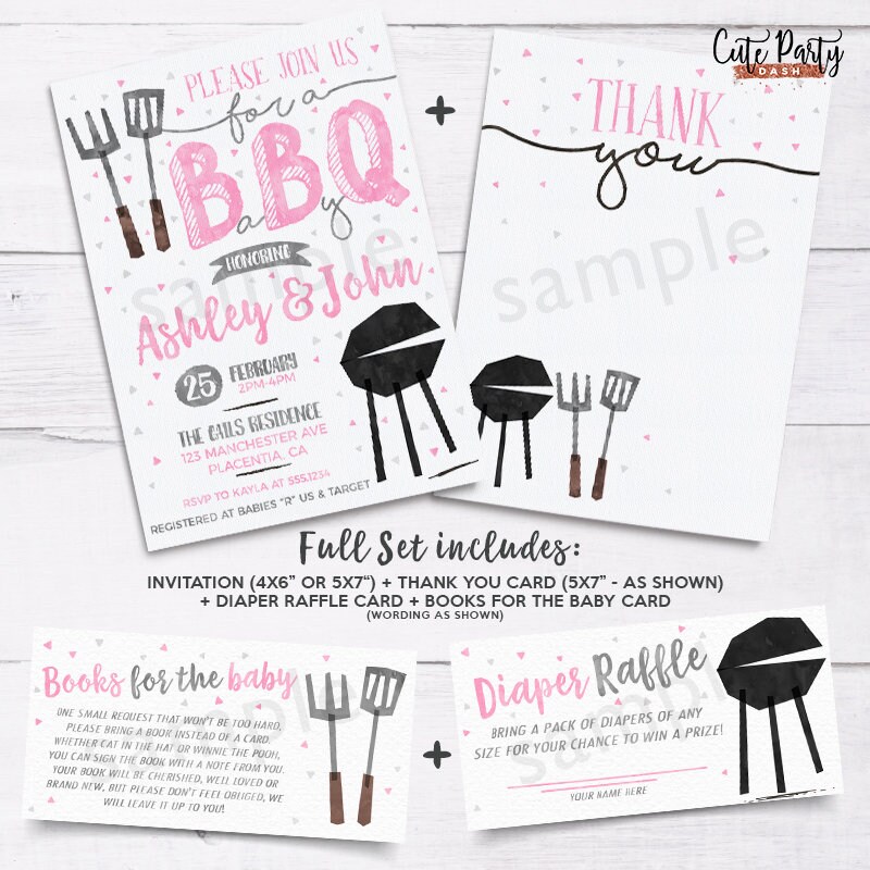 INSTANT DOWNLOAD Editable BBQ Baby Shower Invitation Pink - Etsy