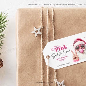 In My Pink Santa Era Christmas Gift Tag Printable INSTANT DOWNLOAD Trendy Retro Christmas Gift Tag –  Cool Santa Holiday Tag for Fun Gifting