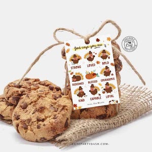 God Says You Are Religious Thanksgiving Gift Tag Printable INSTANT DOWNLOAD Christian Affirmation Tags Fall Appreciation Sunday School