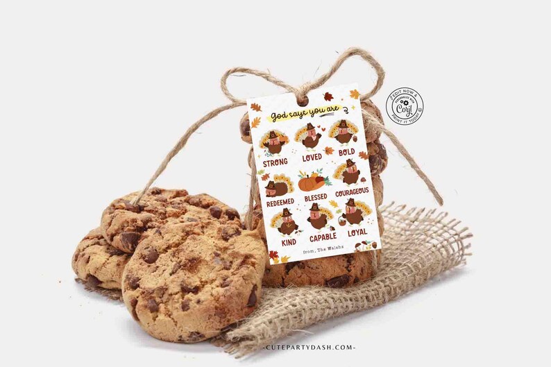 God Says You Are Religious Thanksgiving Gift Tag Printable INSTANT DOWNLOAD Christian Affirmation Tags Fall Appreciation Sunday School
