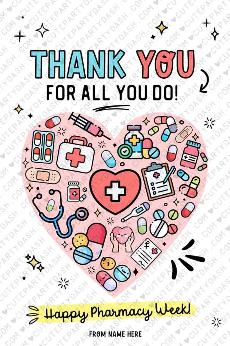 Pharmacy Week Appreciation Gift Tag INSTANT DOWNLOAD Printable RX Pharmacy Tech Thank You Gift Tag Editable Gift for Pharmacist appreciation