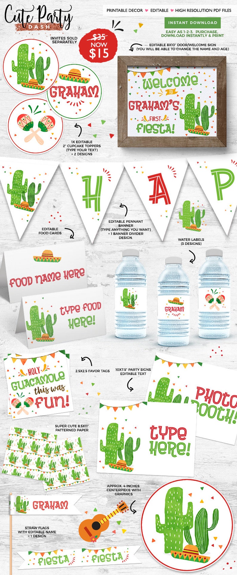 Fiesta First Birthday Chalkboard Sign First Fiesta birthday party chalkboard sign Mexican Fiesta sign 1st Birthday Printable Sign