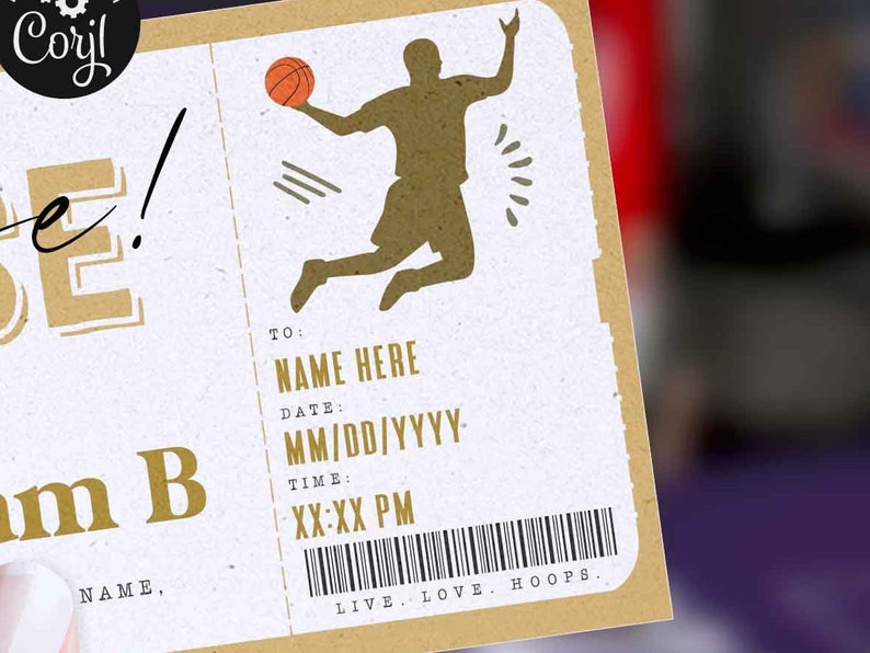 EDITABLE Basketball Game Ticket Template Ticket Gift Idea Etsy