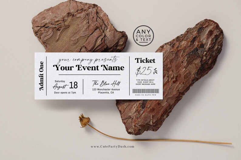 EDITABLE Printable Event Ticket, Concert Event Fake Ticket, School Event Ticket Template, Gift Ticket Template, Fake Pass INSTANT DOWNLOAD